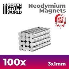 Neodymium Magnets 3x1mm - 100 Units (N52) - Green Stuff World